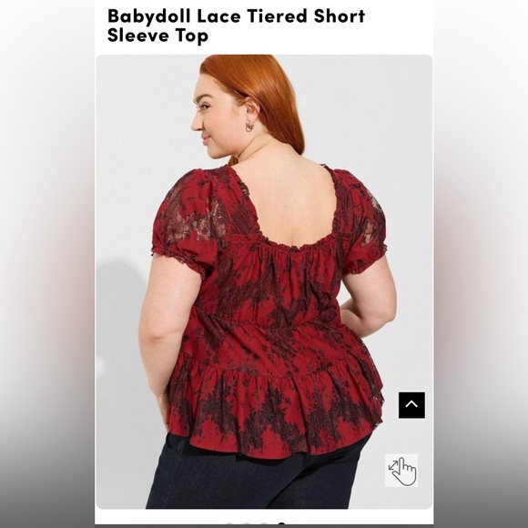 Babydoll Lace Tiered Short Sleeve top from Torrid - Picture 2 of 5